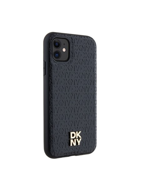 Etui DKNY Leather Monogram Pattern Metal Logo MagSafe na iPhone 11 / Xr - czarne