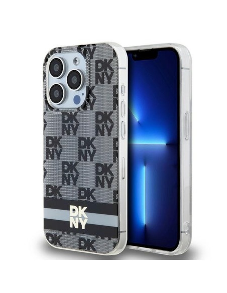 Etui DKNY IML Checkered Mono Pattern & Printed Stripes MagSafe na iPhone 13 Pro / 13 - czarne