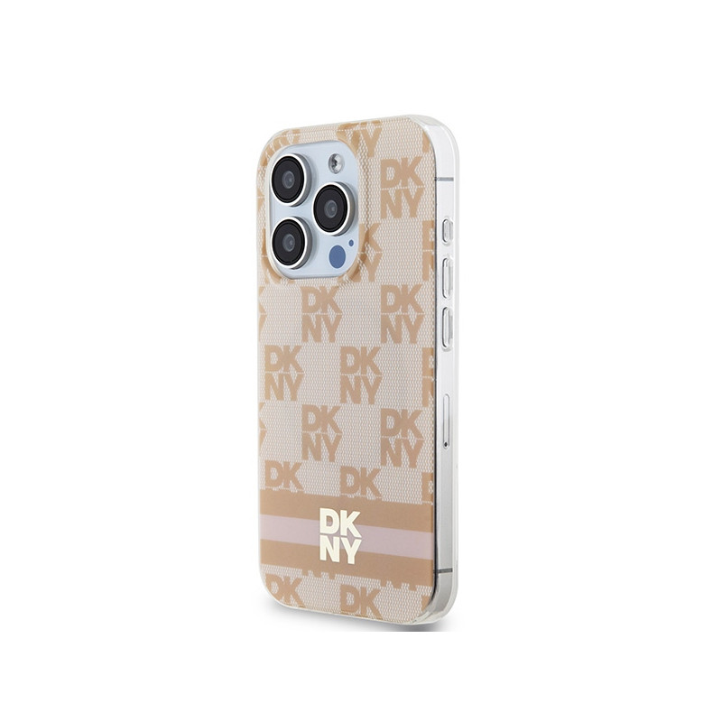 Etui DKNY IML Checkered Mono Pattern & Printed Stripes MagSafe na iPhone 13 Pro / 13 - różowe