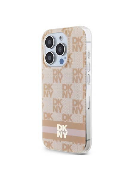 Etui DKNY IML Checkered Mono Pattern & Printed Stripes MagSafe na iPhone 13 Pro / 13 - różowe