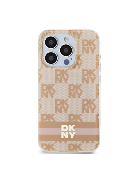 Etui DKNY IML Checkered Mono Pattern & Printed Stripes MagSafe na iPhone 13 Pro / 13 - różowe