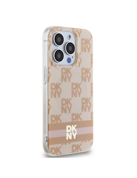 Etui DKNY IML Checkered Mono Pattern & Printed Stripes MagSafe na iPhone 13 Pro / 13 - różowe