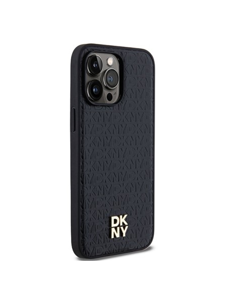 Etui DKNY Leather Pattern Metal Logo MagSafe na iPhone 14 Pro - czarne Etui DKNY Leather Pattern Metal Logo MagSafe na iPhone 14 Pro - czarne
