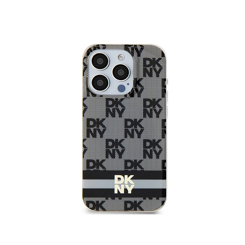 Etui DKNY IML Checkered Mono Pattern & Printed Stripes MagSafe na iPhone 15 / 14 / 13 - czarne