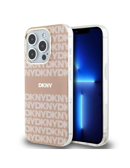 Etui DKNY IML Mono & Stripe MagSafe na iPhone 15 Pro - różowe Etui DKNY IML Mono & Stripe MagSafe na iPhone 15 Pro - różowe