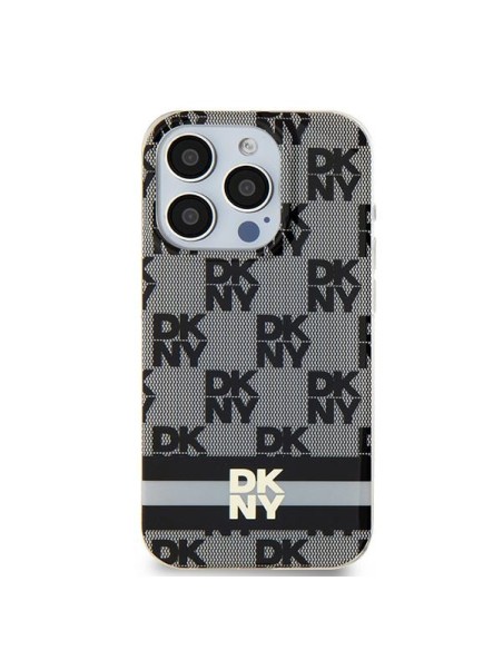 Etui DKNY IML Checkered Mono Pattern & Printed Stripes MagSafe na iPhone 15 / 14 / 13 - czarne
