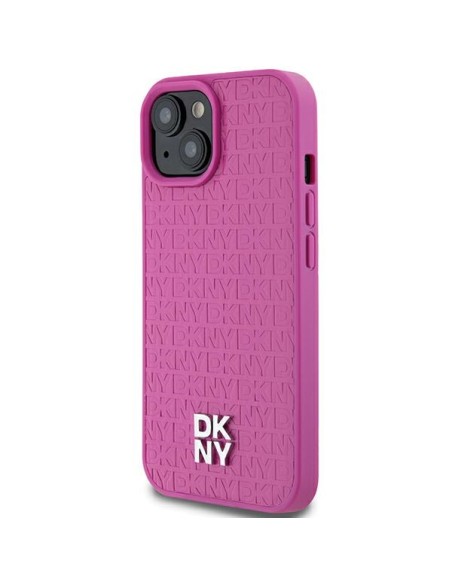 Etui DKNY Leather Pattern Metal Logo MagSafe na iPhone 15 / 14 / 13 - różowe Etui DKNY Leather Pattern Metal Logo MagSafe na iPhone 15 / 14 / 13 - różowe