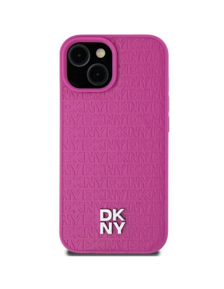 Etui DKNY Leather Pattern Metal Logo MagSafe na iPhone 15 / 14 / 13 - różowe Etui DKNY Leather Pattern Metal Logo MagSafe na iPhone 15 / 14 / 13 - różowe