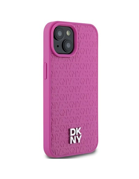 Etui DKNY Leather Pattern Metal Logo MagSafe na iPhone 15 / 14 / 13 - różowe Etui DKNY Leather Pattern Metal Logo MagSafe na iPhone 15 / 14 / 13 - różowe