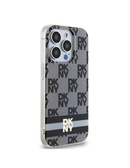 Etui DKNY IML Checkered Mono Pattern & Printed Stripes MagSafe na iPhone 15 Pro Max - czarne Etui DKNY IML Checkered Mono Pattern & Printed Stripes MagSafe na iPhone 15 Pro Max - czarne