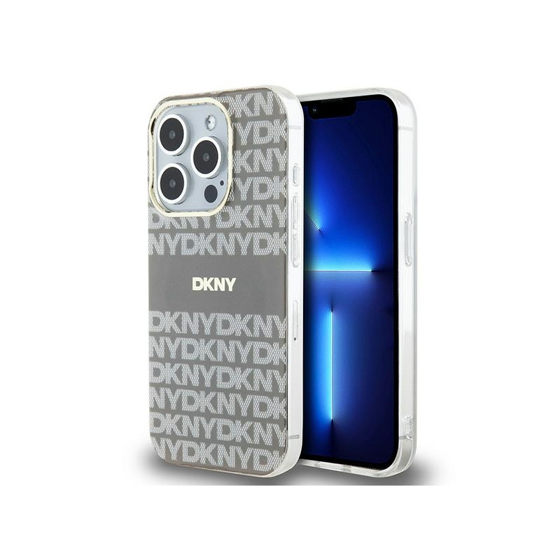 Etui DKNY IML Mono & Stripe MagSafe na iPhone 15 Pro Max - beżowe Etui DKNY IML Mono & Stripe MagSafe na iPhone 15 Pro Max - beżowe