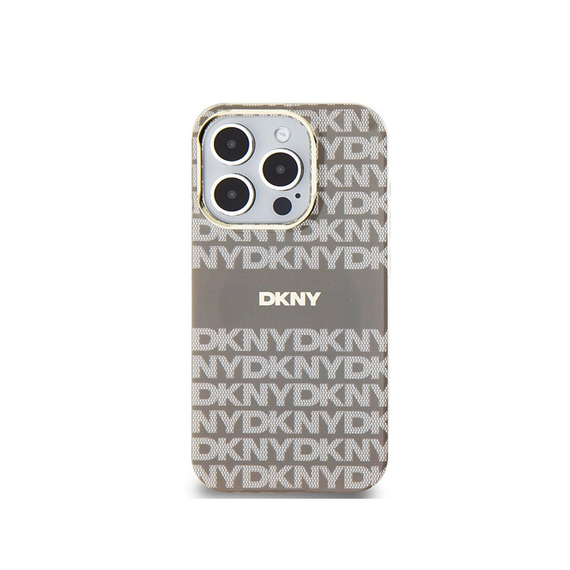 Etui DKNY IML Mono & Stripe MagSafe na iPhone 15 Pro Max - beżowe