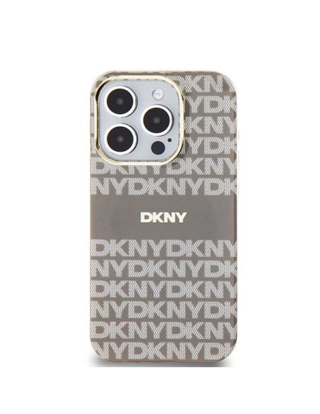 Etui DKNY IML Mono & Stripe MagSafe na iPhone 15 Pro Max - beżowe Etui DKNY IML Mono & Stripe MagSafe na iPhone 15 Pro Max - beżowe