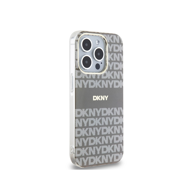 Etui DKNY IML Mono & Stripe MagSafe na iPhone 15 Pro Max - beżowe
