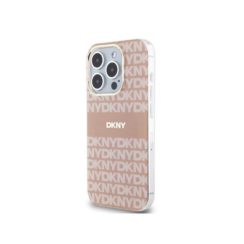 Etui DKNY IML Mono & Stripe MagSafe na iPhone 15 Pro Max - różowe