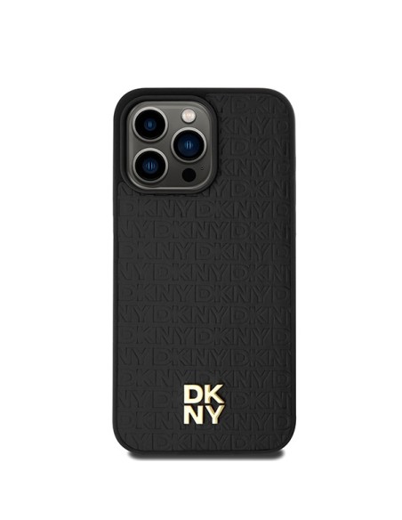 Etui DKNY Leather Monogram Pattern Metal Logo MagSafe na iPhone 15 Pro Max - czarne Etui DKNY Leather Monogram Pattern Metal Logo MagSafe na iPhone 15 Pro Max - czarne