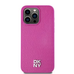 Etui DKNY Leather Monogram Pattern Metal Logo MagSafe na iPhone 15 Pro Max - różowe