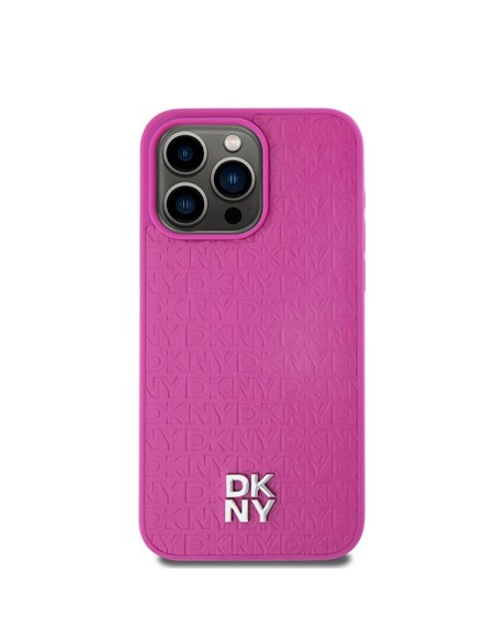Etui DKNY Leather Monogram Pattern Metal Logo MagSafe na iPhone 15 Pro Max - różowe Etui DKNY Leather Monogram Pattern Metal Logo MagSafe na iPhone 15 Pro Max - różowe