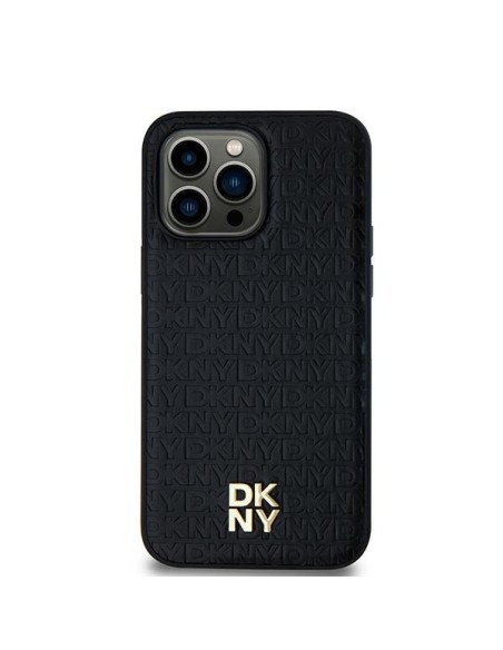 Etui DKNY Leather Pattern Metal Logo MagSafe na Samsung Galaxy S24 - czarne Etui DKNY Leather Pattern Metal Logo MagSafe na Samsung Galaxy S24 - czarne