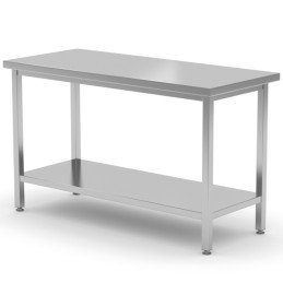 
Centrinis plieninis stalviršis su lentyna 160x70x85 cm - Hendi 810736
