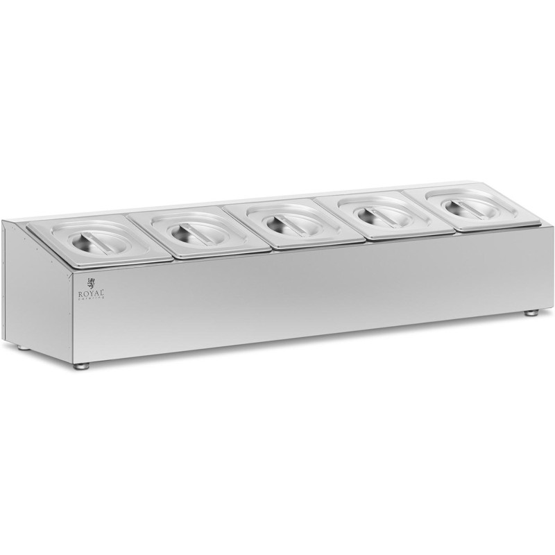 
Vitrinos stendas maitinimo indams 5 x GN 1/ 6 9,5 l + konteineriai su dangteliais
