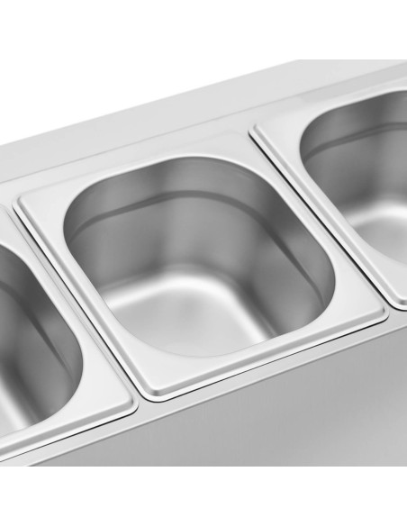 
Vitrinos stendas maitinimo indams 5 x GN 1/ 6 9,5 l + konteineriai su dangteliais
