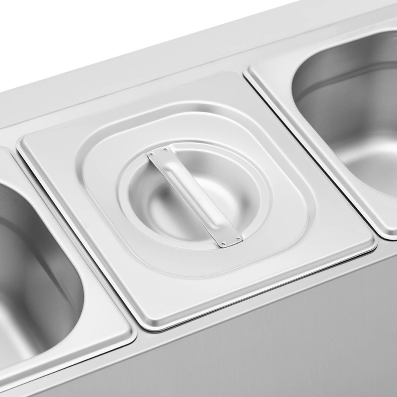 
Vitrinos stendas maitinimo indams 5 x GN 1/ 6 9,5 l + konteineriai su dangteliais
