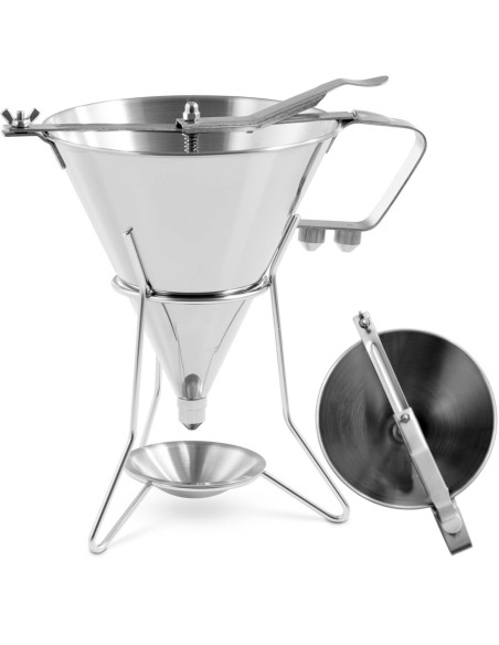 Dozatoriaus pistoletas nerūdijančio plieno padažo piltuvas + stovas 3 purkštukai 1,8 l Dozatoriaus pistoletas nerūdijančio plieno padažo piltuvas + stovas 3 purkštukai 1,8 l