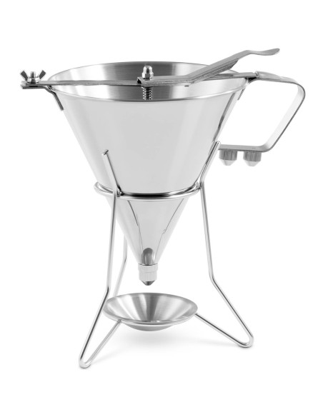 Dozatoriaus pistoletas nerūdijančio plieno padažo piltuvas + stovas 3 purkštukai 1,8 l Dozatoriaus pistoletas nerūdijančio plieno padažo piltuvas + stovas 3 purkštukai 1,8 l