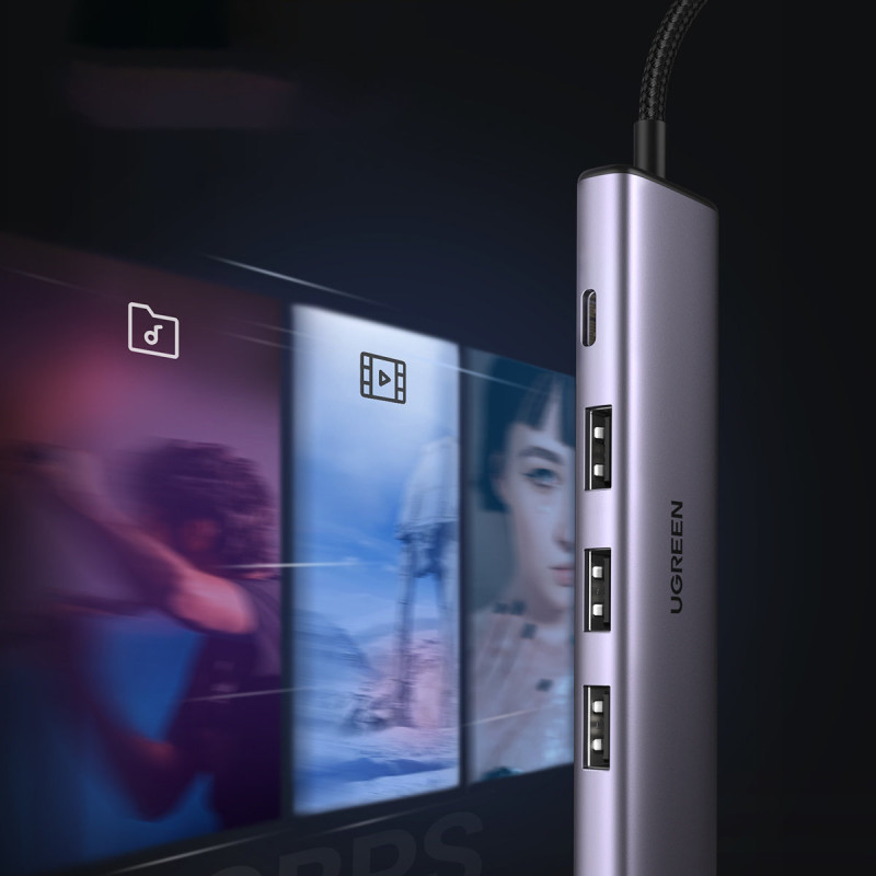 
HUB USB prievado skirstytuvas – 4x USB 3.0, pilka
