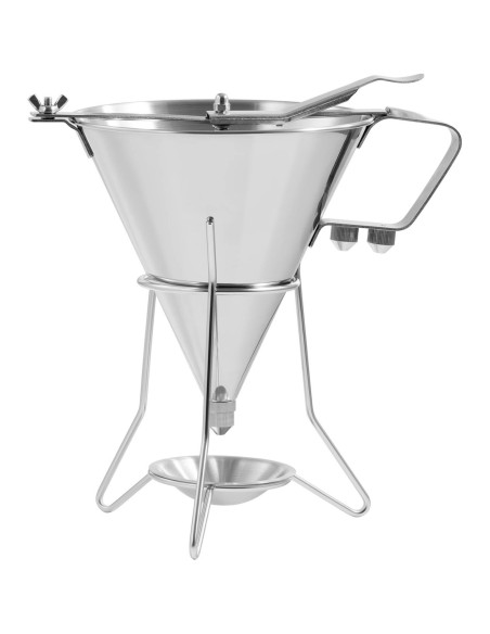 Dozatoriaus pistoletas nerūdijančio plieno padažo piltuvas + stovas 3 purkštukai 1,8 l Dozatoriaus pistoletas nerūdijančio plieno padažo piltuvas + stovas 3 purkštukai 1,8 l