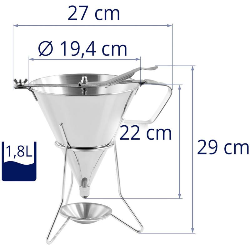 Dozatoriaus pistoletas nerūdijančio plieno padažo piltuvas + stovas 3 purkštukai 1,8 l