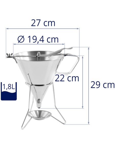 Dozatoriaus pistoletas nerūdijančio plieno padažo piltuvas + stovas 3 purkštukai 1,8 l Dozatoriaus pistoletas nerūdijančio plieno padažo piltuvas + stovas 3 purkštukai 1,8 l