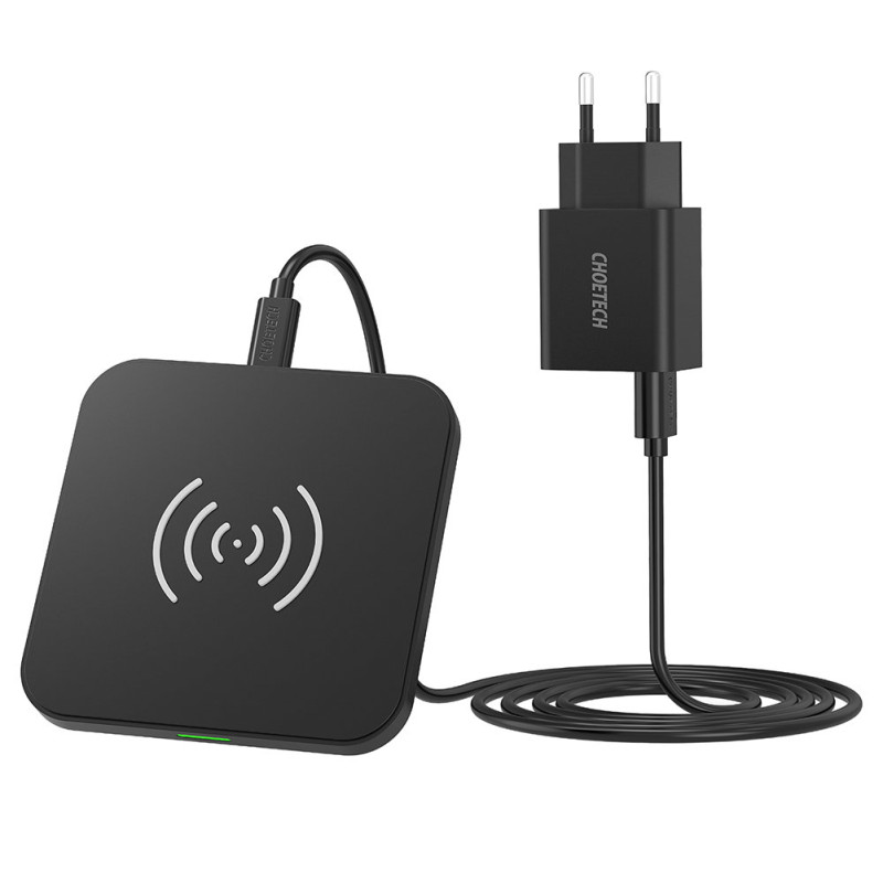 Qi 10W belaidis įkroviklis ausinėms telefonui ir QC3.0 sieninis įkroviklis + USB - microUSB laidas 1,2m juodas