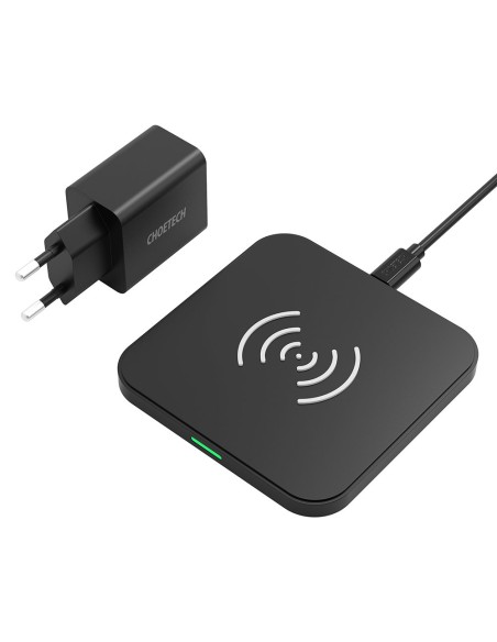 Qi 10W belaidis įkroviklis ausinėms telefonui ir QC3.0 sieninis įkroviklis + USB - microUSB laidas 1,2m juodas Qi 10W belaidis įkroviklis ausinėms telefonui ir QC3.0 sieninis įkroviklis + USB - microUSB laidas 1,2m juodas