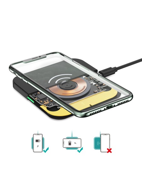 Qi 10W belaidis įkroviklis ausinėms telefonui ir QC3.0 sieninis įkroviklis + USB - microUSB laidas 1,2m juodas Qi 10W belaidis įkroviklis ausinėms telefonui ir QC3.0 sieninis įkroviklis + USB - microUSB laidas 1,2m juodas
