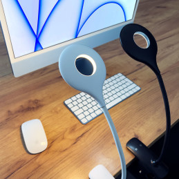 
Belaidė LED skaitymo lempa su spaustuku + juodas mikro USB laidas
