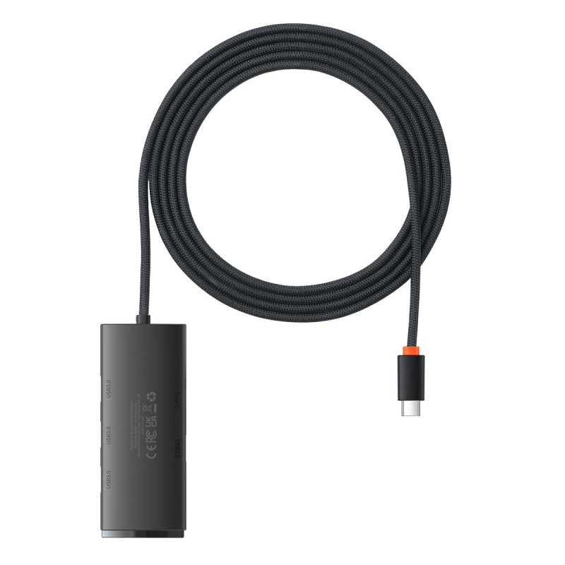 Lite serijos HUB USB-C adapteris 4x USB 3.0 2m juodas
