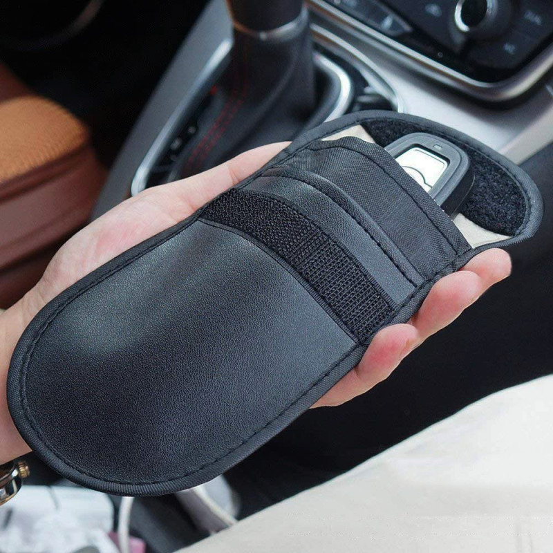Apsaugos nuo vagystės dėklas automobilio raktams Faraday narvas 14x10cm juodas