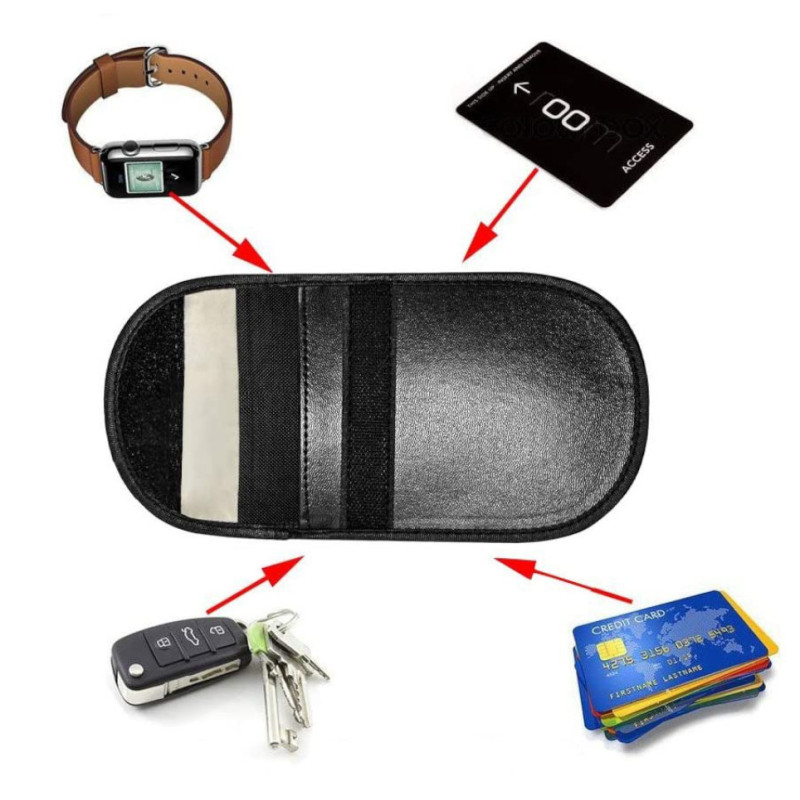Apsaugos nuo vagystės dėklas automobilio raktams Faraday narvas 14x10cm juodas