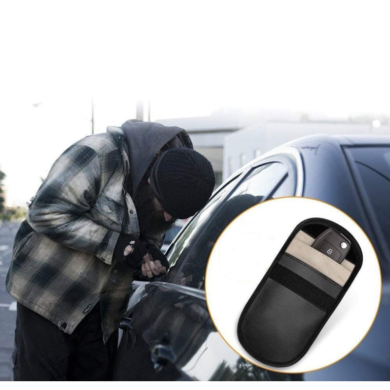 Apsaugos nuo vagystės dėklas automobilio raktams Faraday narvas 14x10cm juodas
