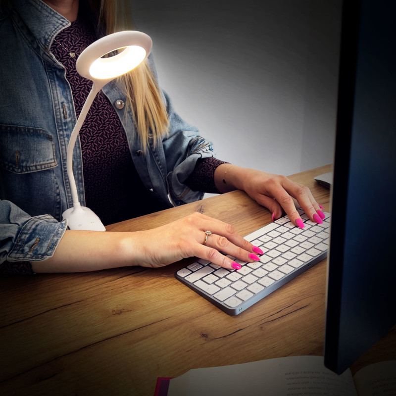 Belaidė LED kosmetinė lempa skaitymui + mikro USB laidas - baltas