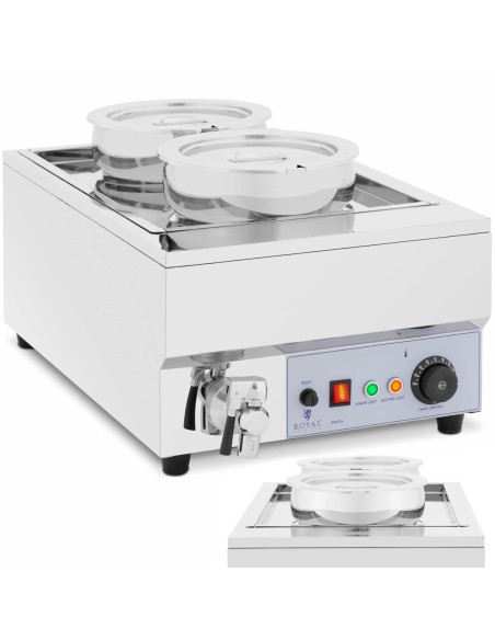 Bain-marie elektrinis šildytuvas fondiu šokoladinės sriubos stotelė 1500 W 2 x 7 l
 
Bain-marie elektrinis šildytuvas fondiu šokoladinės sriubos stotelė 1500 W 2 x 7 l
