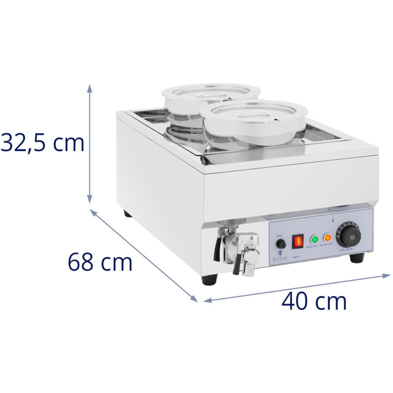 Bain-marie elektrinis šildytuvas fondiu šokoladinės sriubos stotelė 1500 W 2 x 7 l