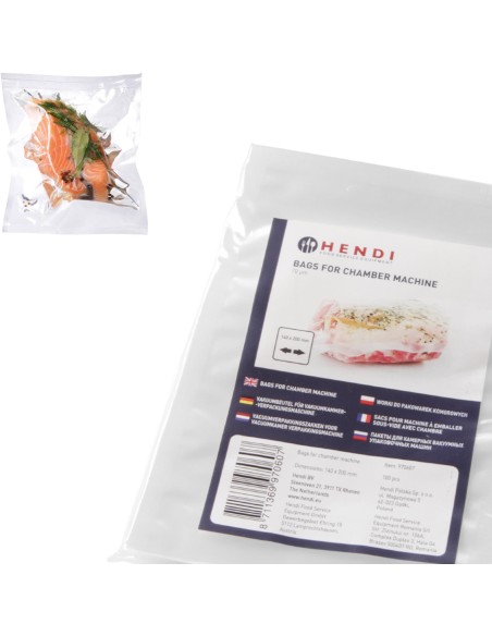 Maišeliai vakuuminio pakavimo mašinai 140x200mm 100vnt. - Hendi 970607