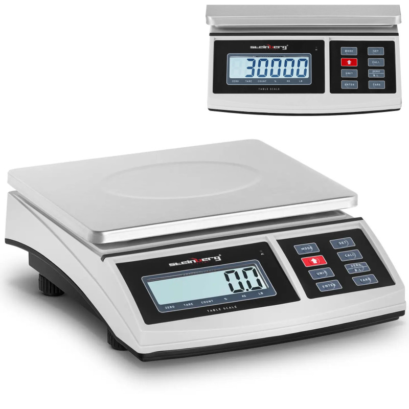 
LCD pašto siuntinių svarstyklės 21 x 27 cm 30 kg / 1 g
