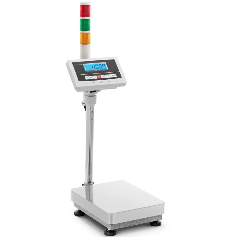 Sandėlio platforminės svarstyklės su LCD šviesos signalų stulpeliu 30 kg / 0,001 kg