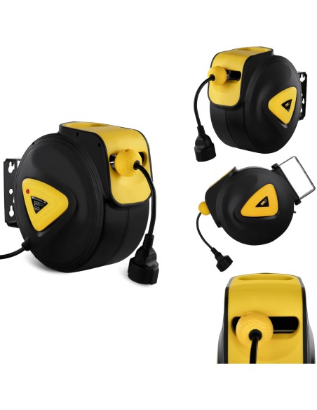 Automatinis vyniotuvas, sieninis kabelio ritė su ilgintuvu AC230V / 10A / 50Hz lizdas, ilgis 16,5m Automatinis vyniotuvas, sieninis kabelio ritė su ilgintuvu AC230V / 10A / 50Hz lizdas, ilgis 16,5m