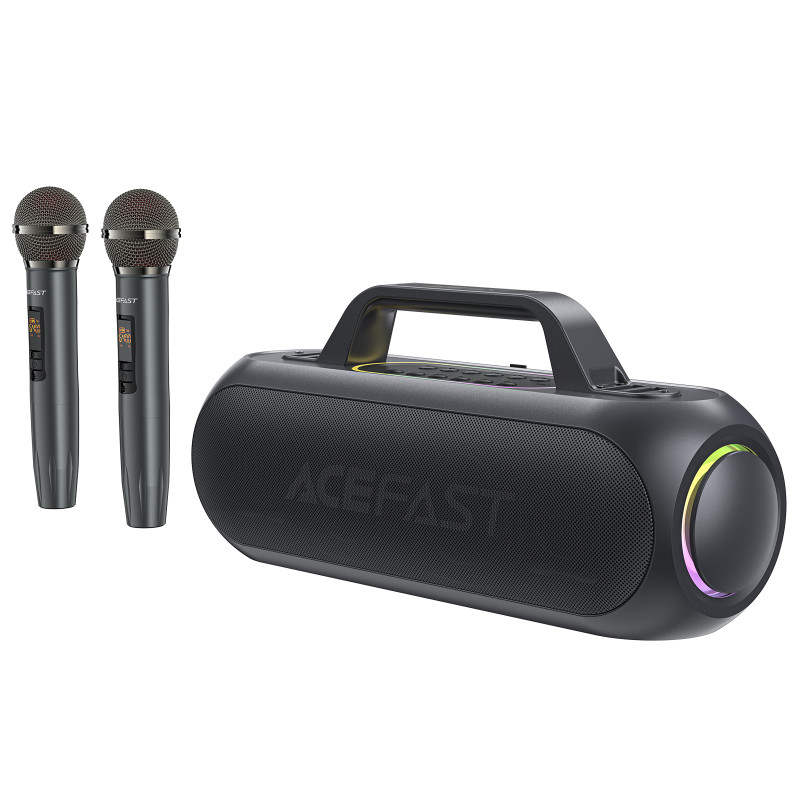 
Belaidis karaoke garsiakalbis 200 W su 2 mikrofonais USB-C juodas
