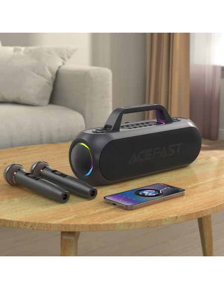 
Belaidis karaoke garsiakalbis 200 W su 2 mikrofonais USB-C juodas
